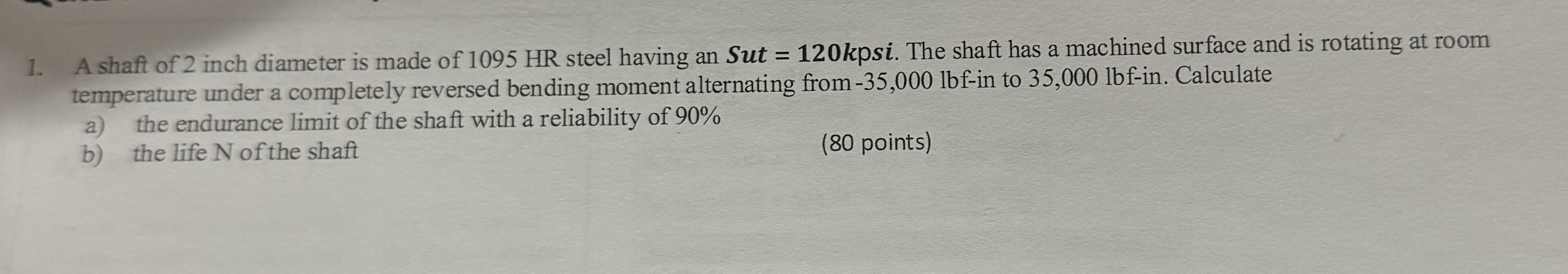 A shaft of 2 inch diameter is made of 1 0 9 5 HR