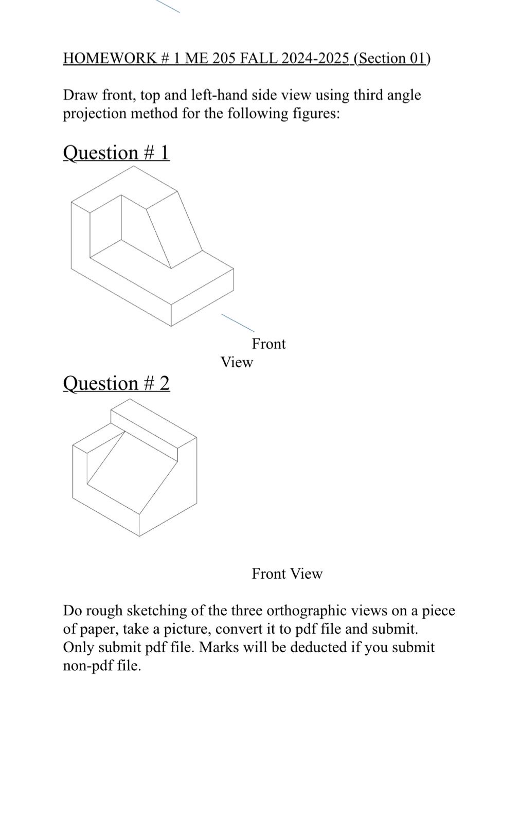 HOMEWORK # 1 ME 2 0 5 FALL 2 0 2 4 - 2 0 2 5 (