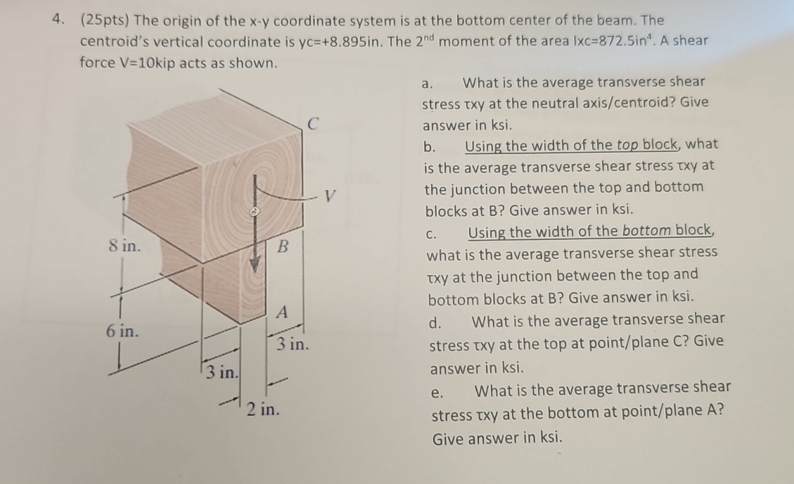 ( 2 5 pts ) The origin of the x - y coordinate