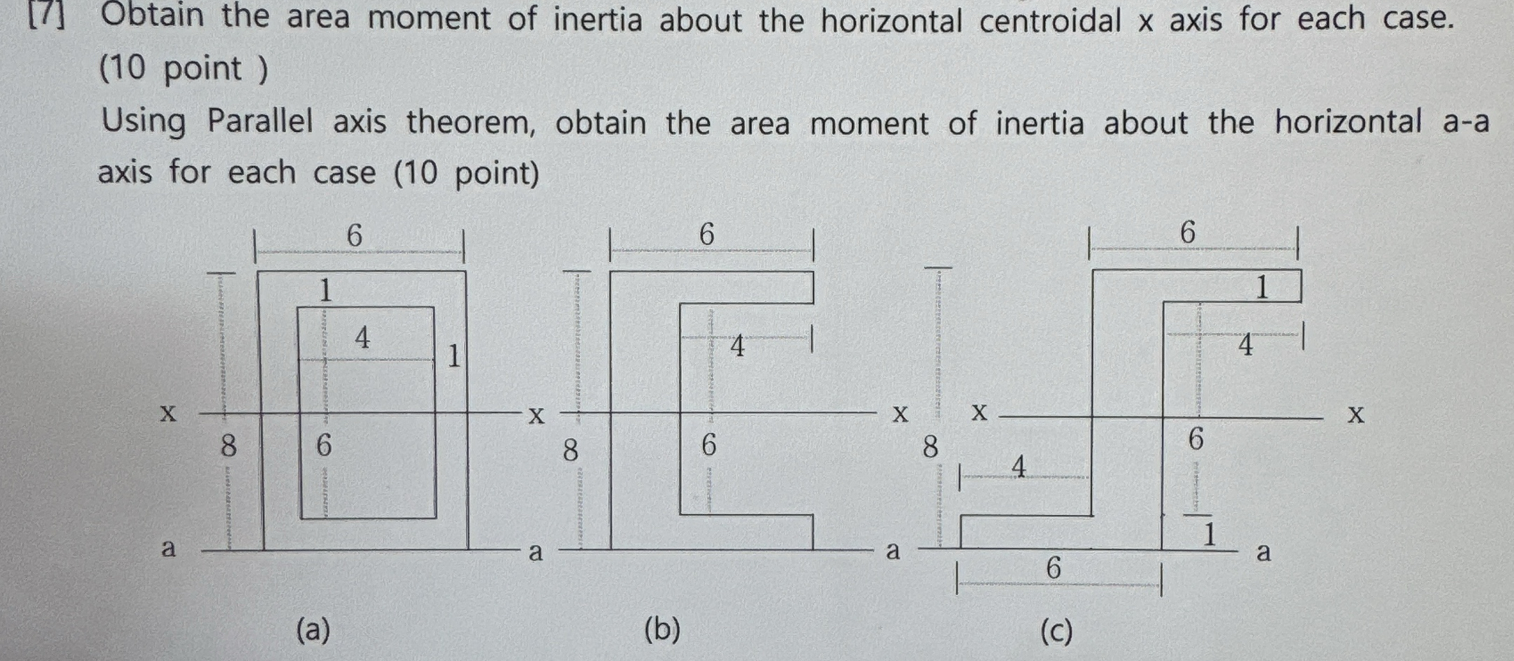 [ 7 ] Obtain the area moment of inertia about the