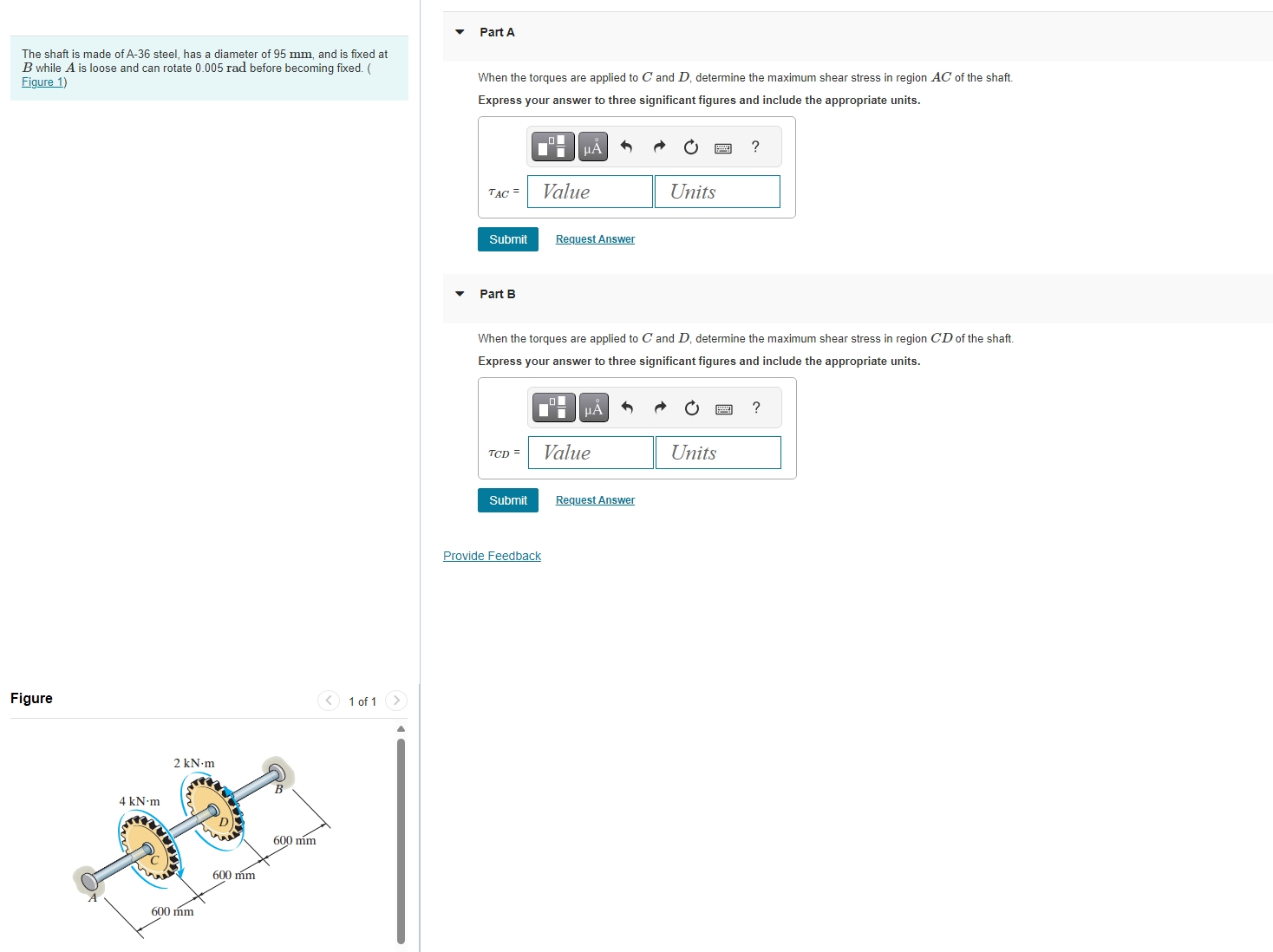 The shaft is made of A - 3 6 steel, has a