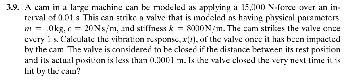3 . 9 . A cam in a large machine can be modeled