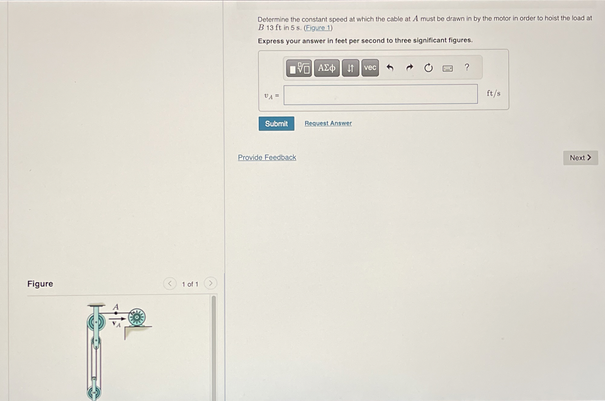 Determine the constant speed at which the cable