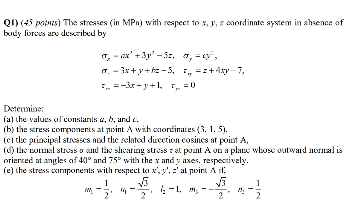 Q 1 x , y , z coordinate system in absence of