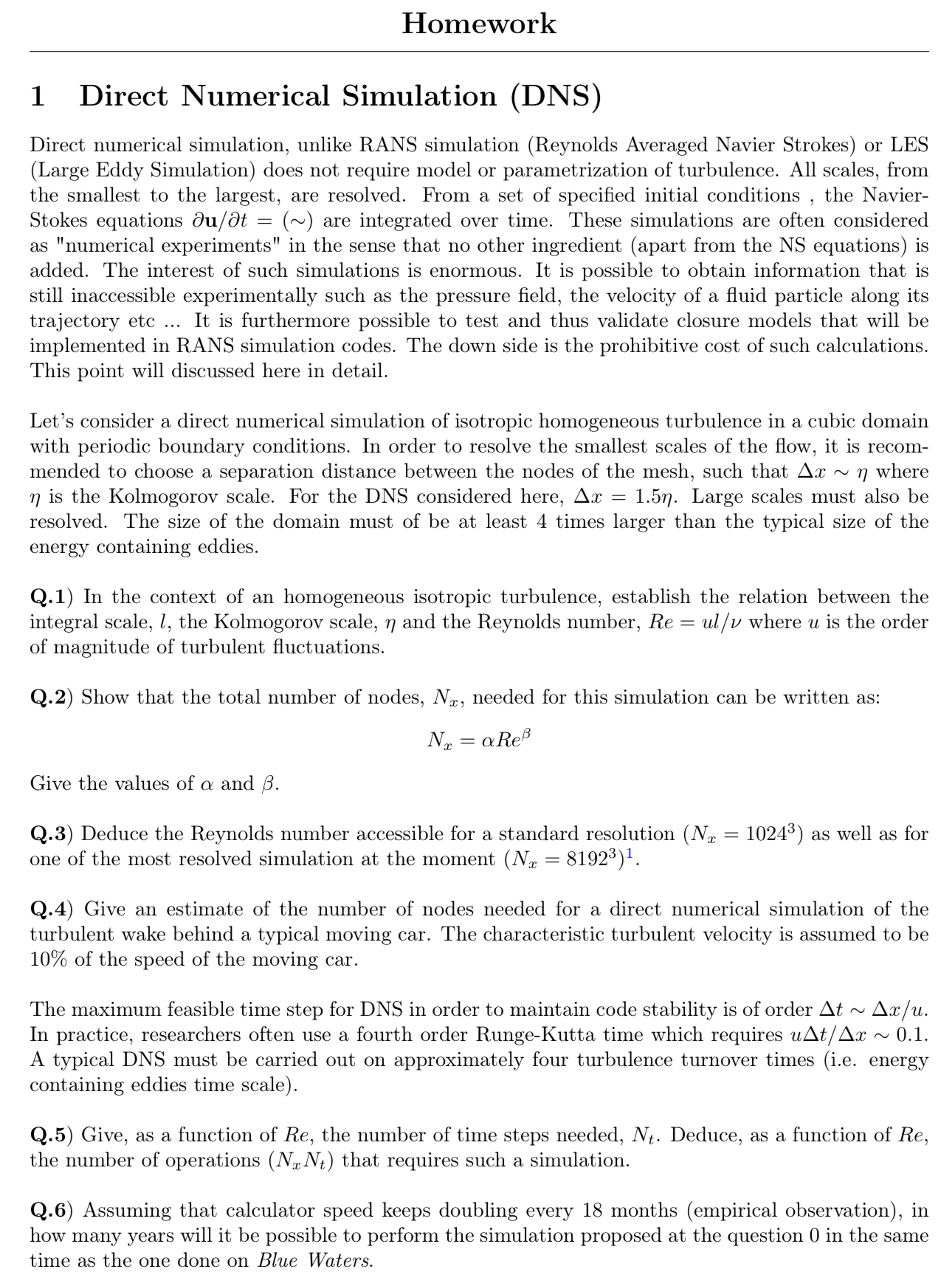 1 Direct Numerical Simulation ( DNS ) Direct