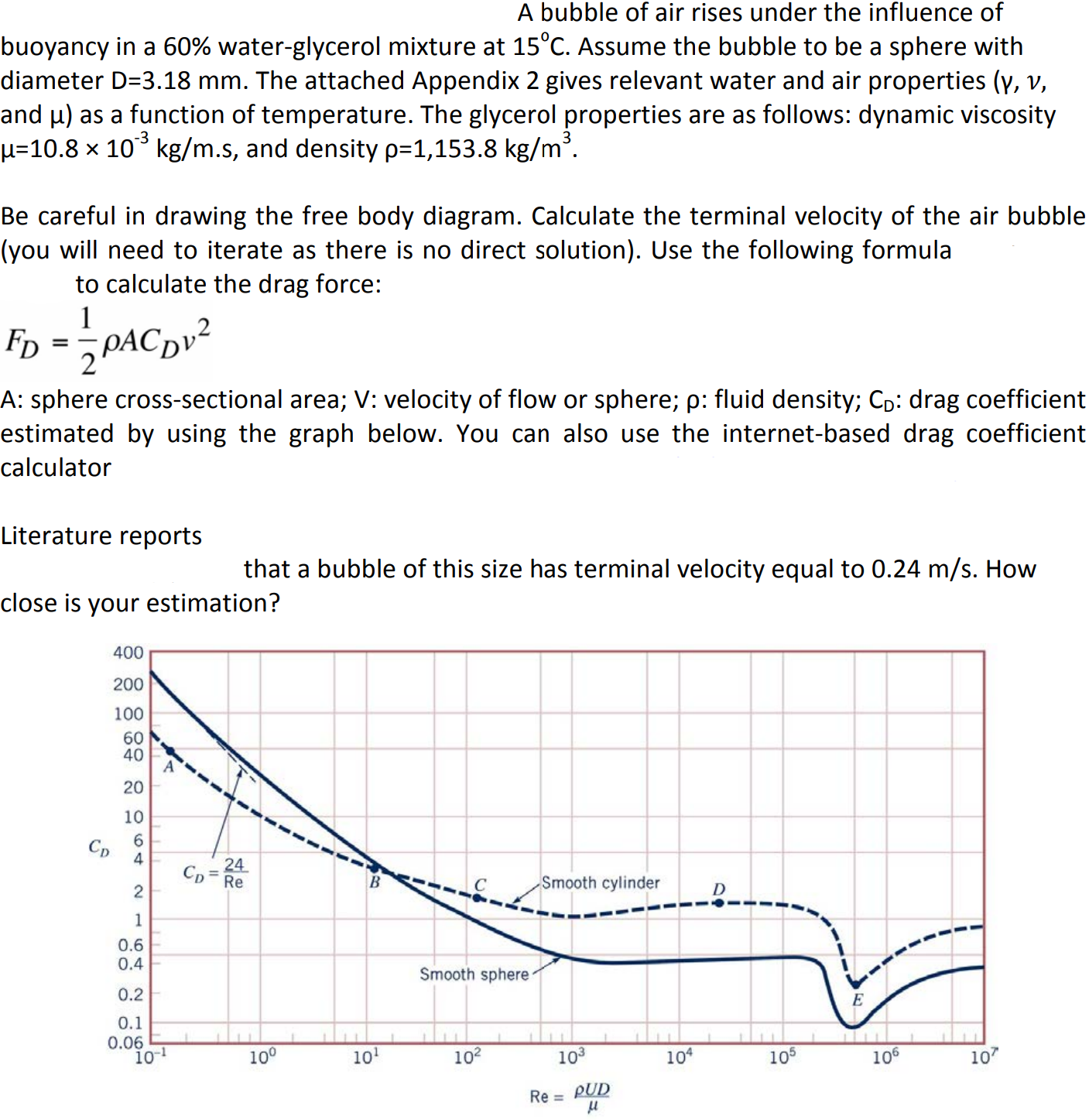 A bubble of air rises under the influence of