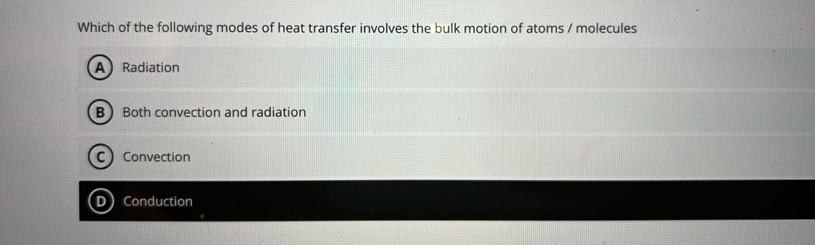 Which of the following modes of heat transfer