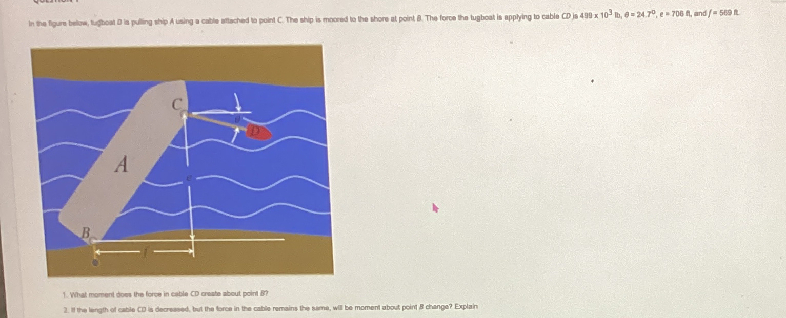 In the floure below, tugboat D is plling ship A