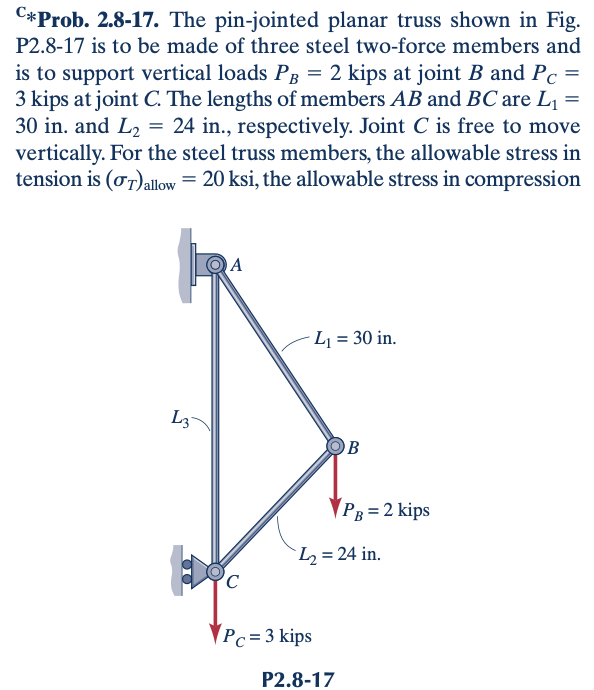 C * * Prob. 2 . 8 - 1 7 . The pin - jointed