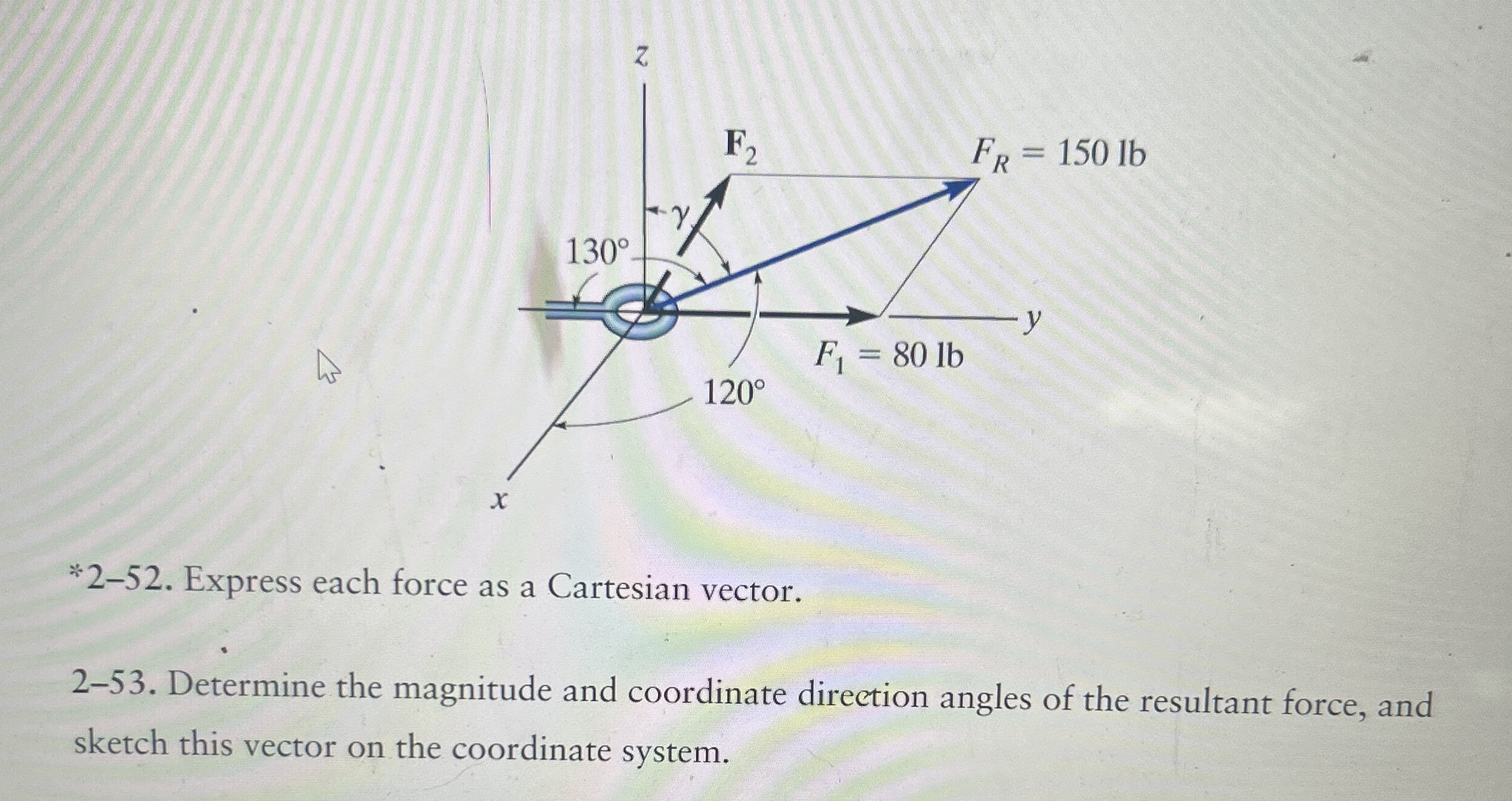 2 - 5 3 . Determine the magnitude and coordinate