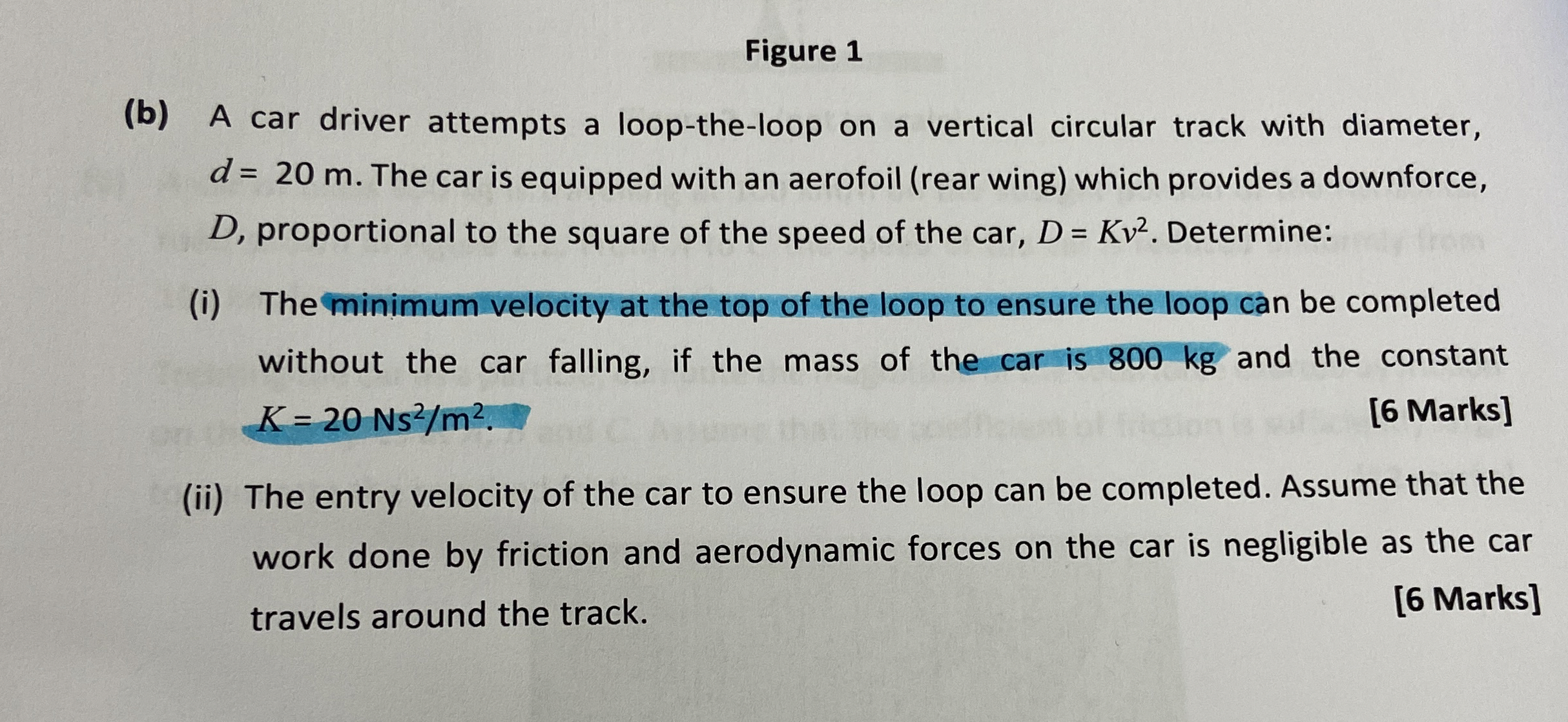 Figure 1 ( b ) A car driver attempts a loop - the