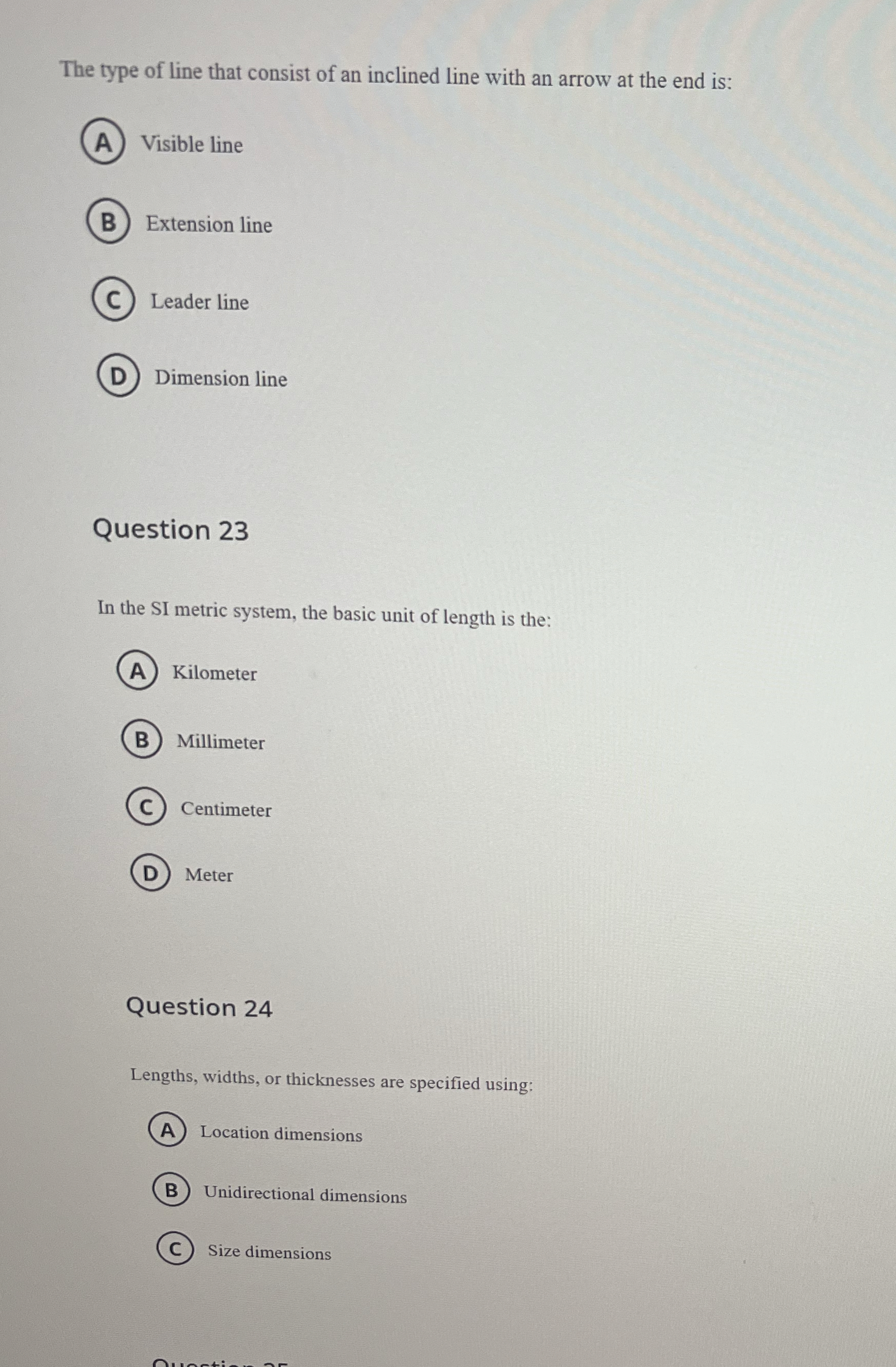 The type of line that consist of an inclined line