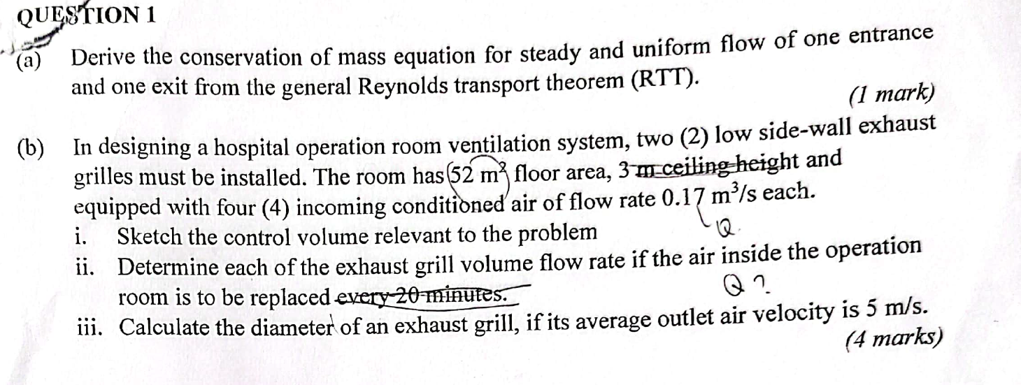QUESTION 1 ( a ) Derive the conservation of mass