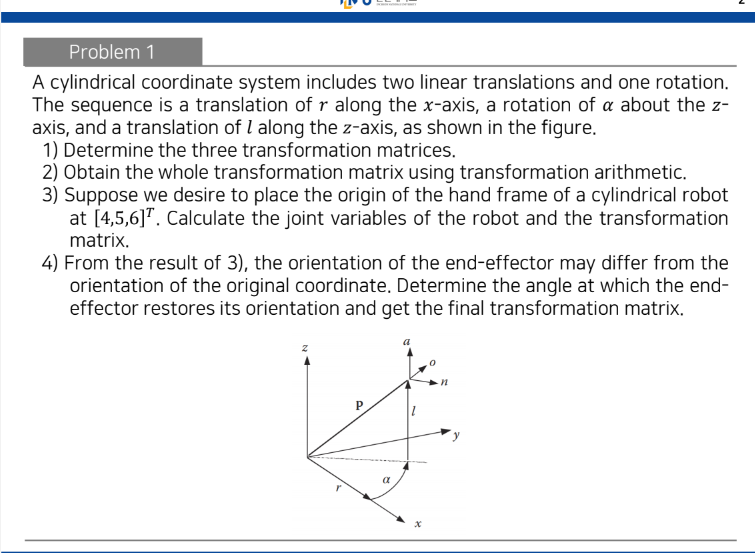 Problem 1 A cylindrical coordinate system