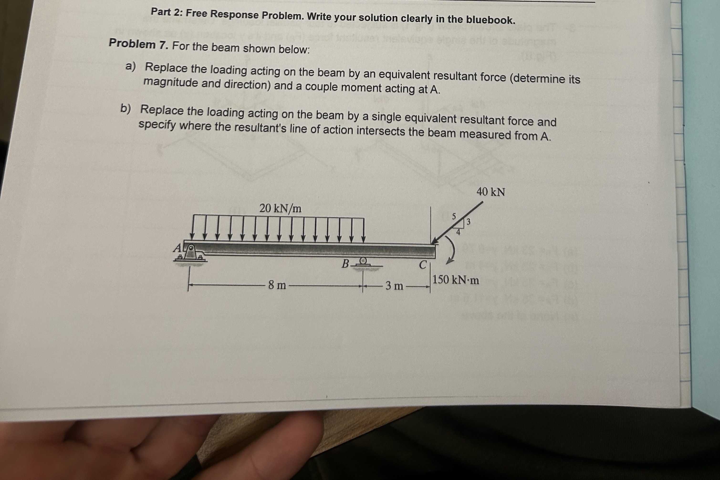 Part 2 : Free Response Problem. Write your