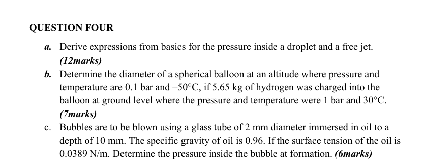 QUESTION FOUR a . Derive expressions from basics