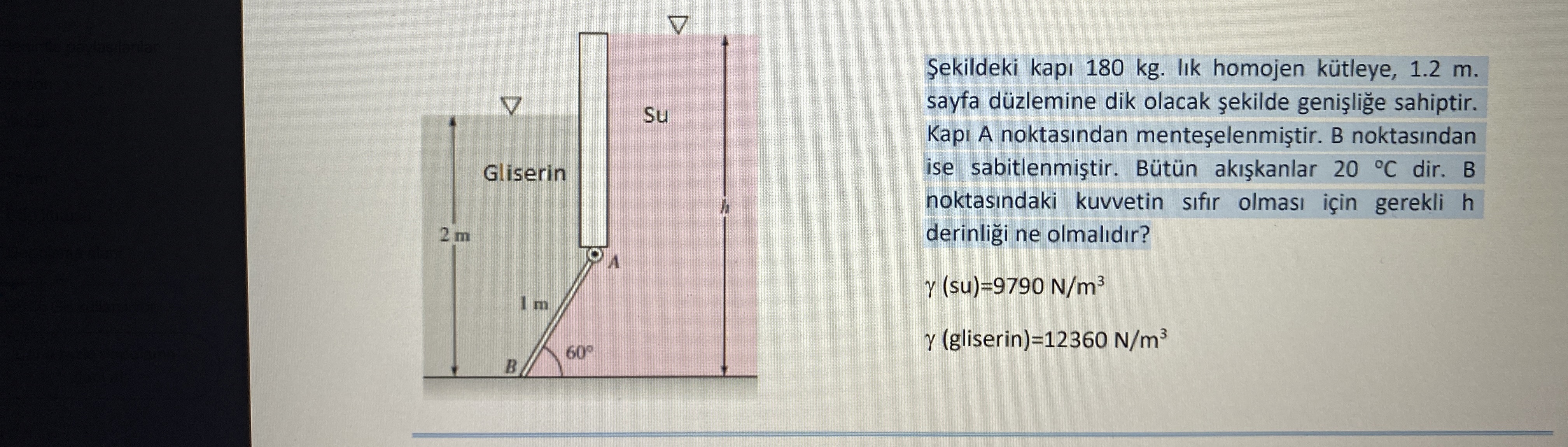 ekildeki kap 1 8 0 kg . l k homojen k tleye , 1 .