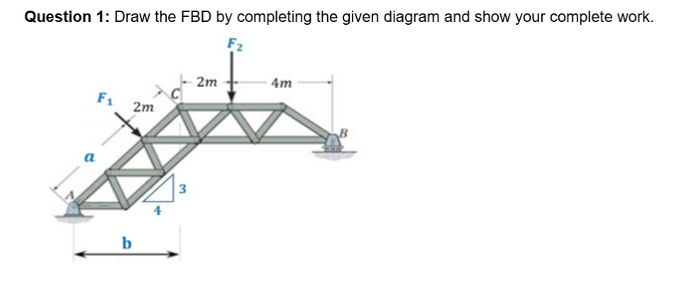 Question 1 : Draw the FBD by completing the given