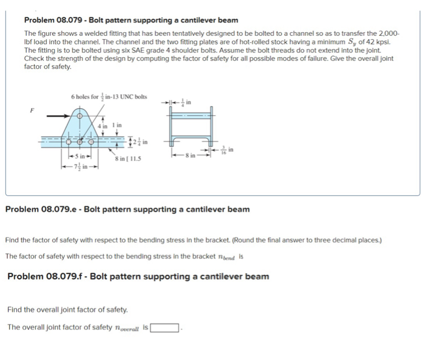 Problem 0 8 . 0 7 9 - Bolt pattern supporting a