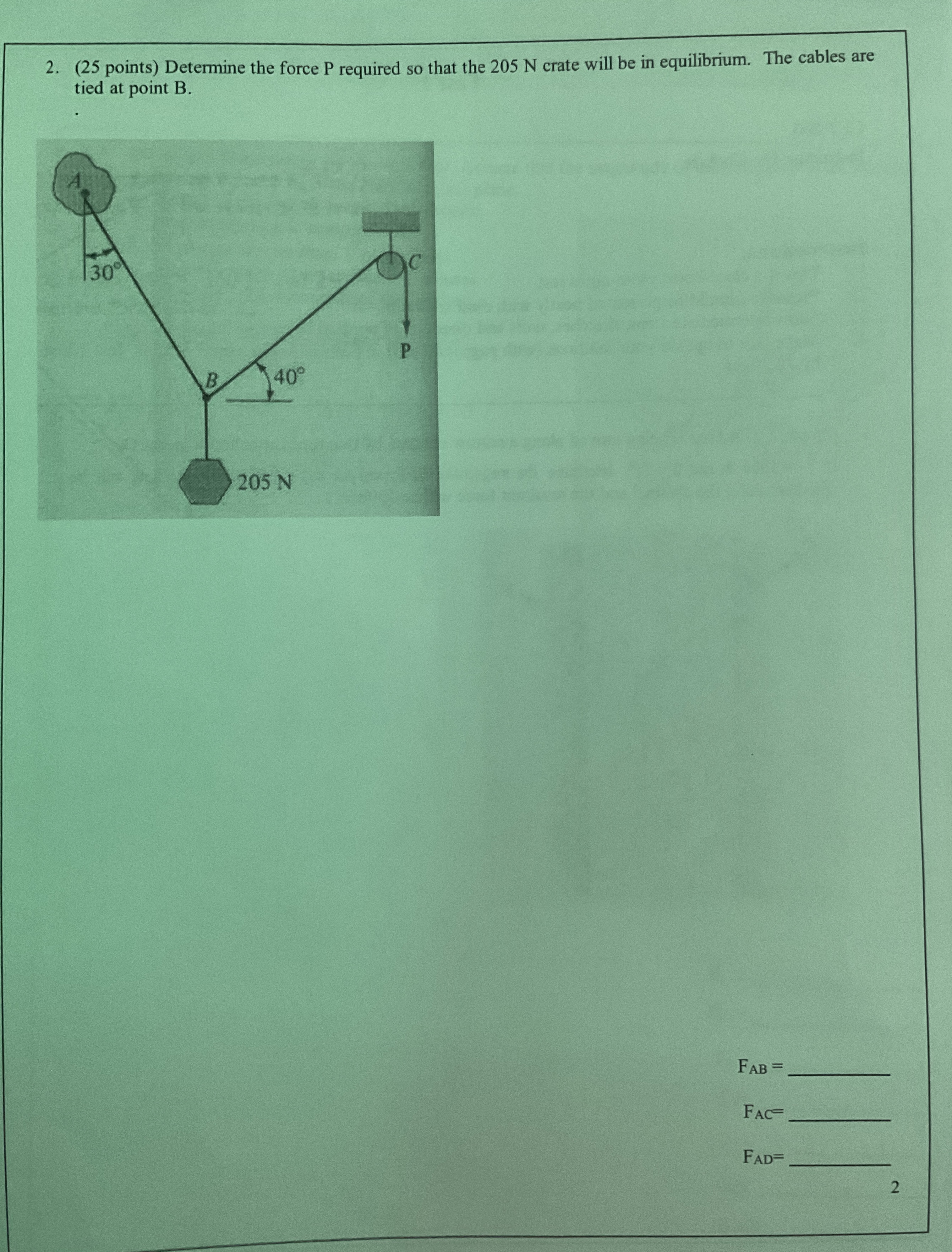 ( 2 5 points ) Determine the force P required so