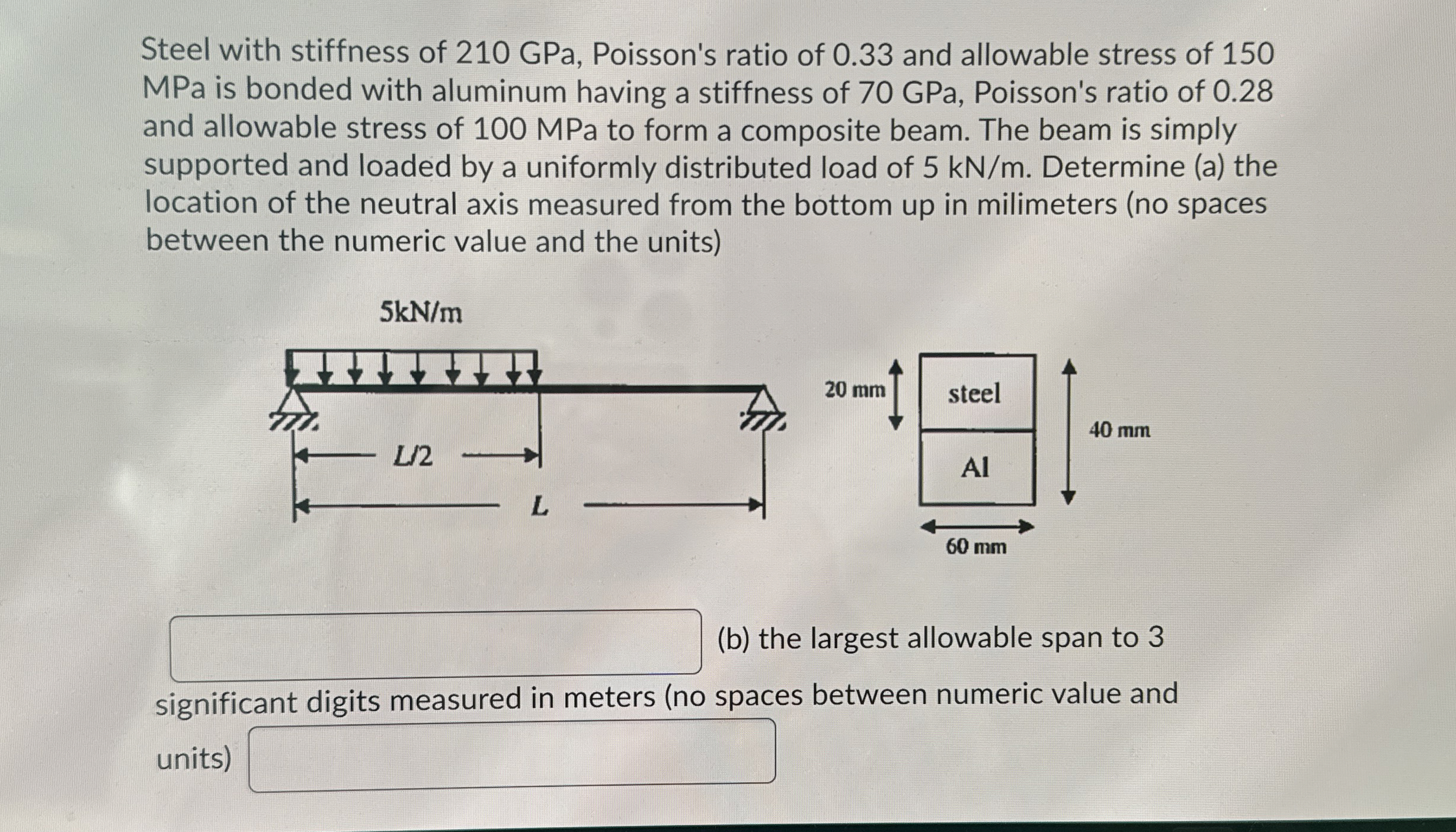 Steel with stiffness of 2 1 0 GPa, Poisson's