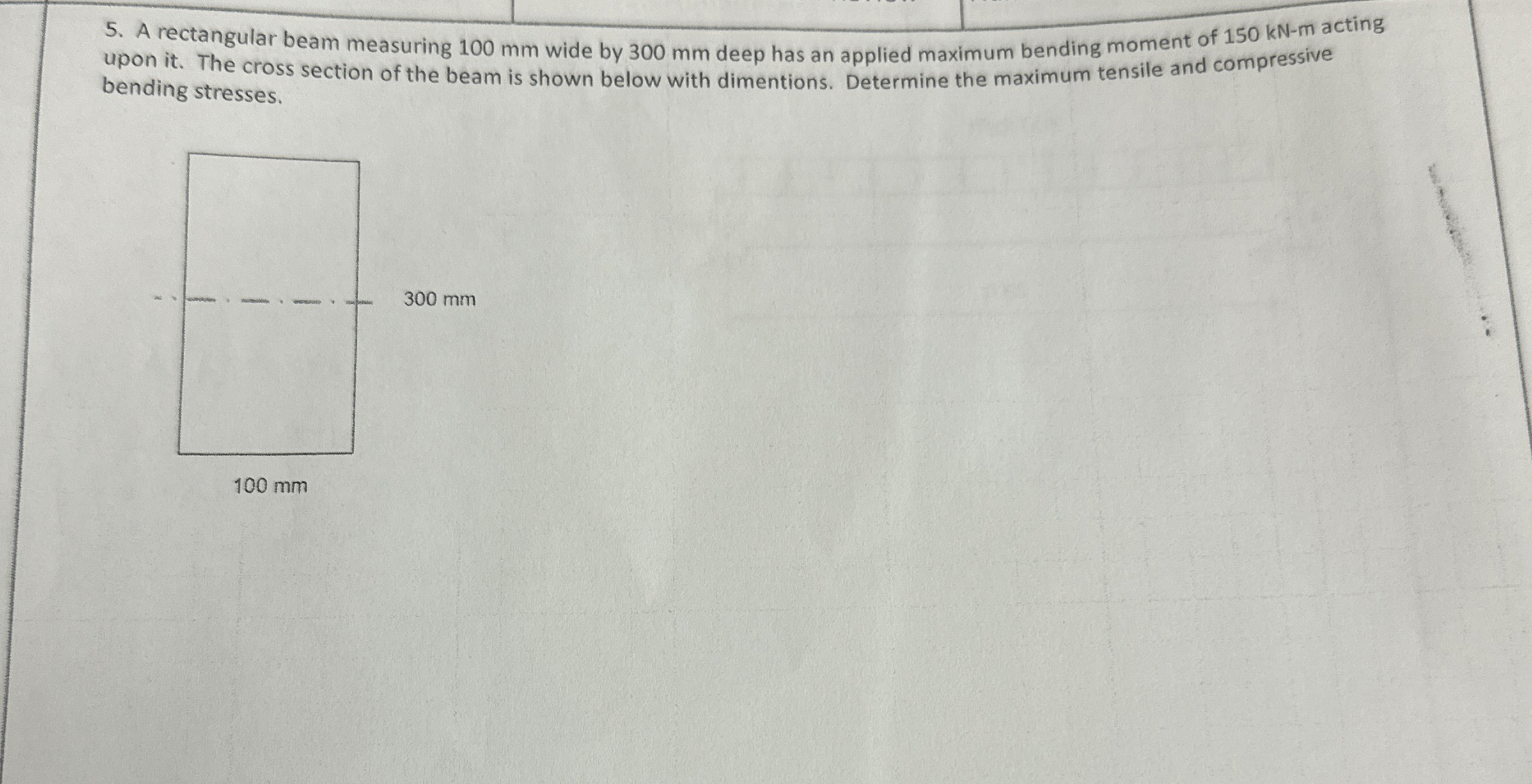 A rectangular beam measuring 1 0 0 mm wide by 3 0