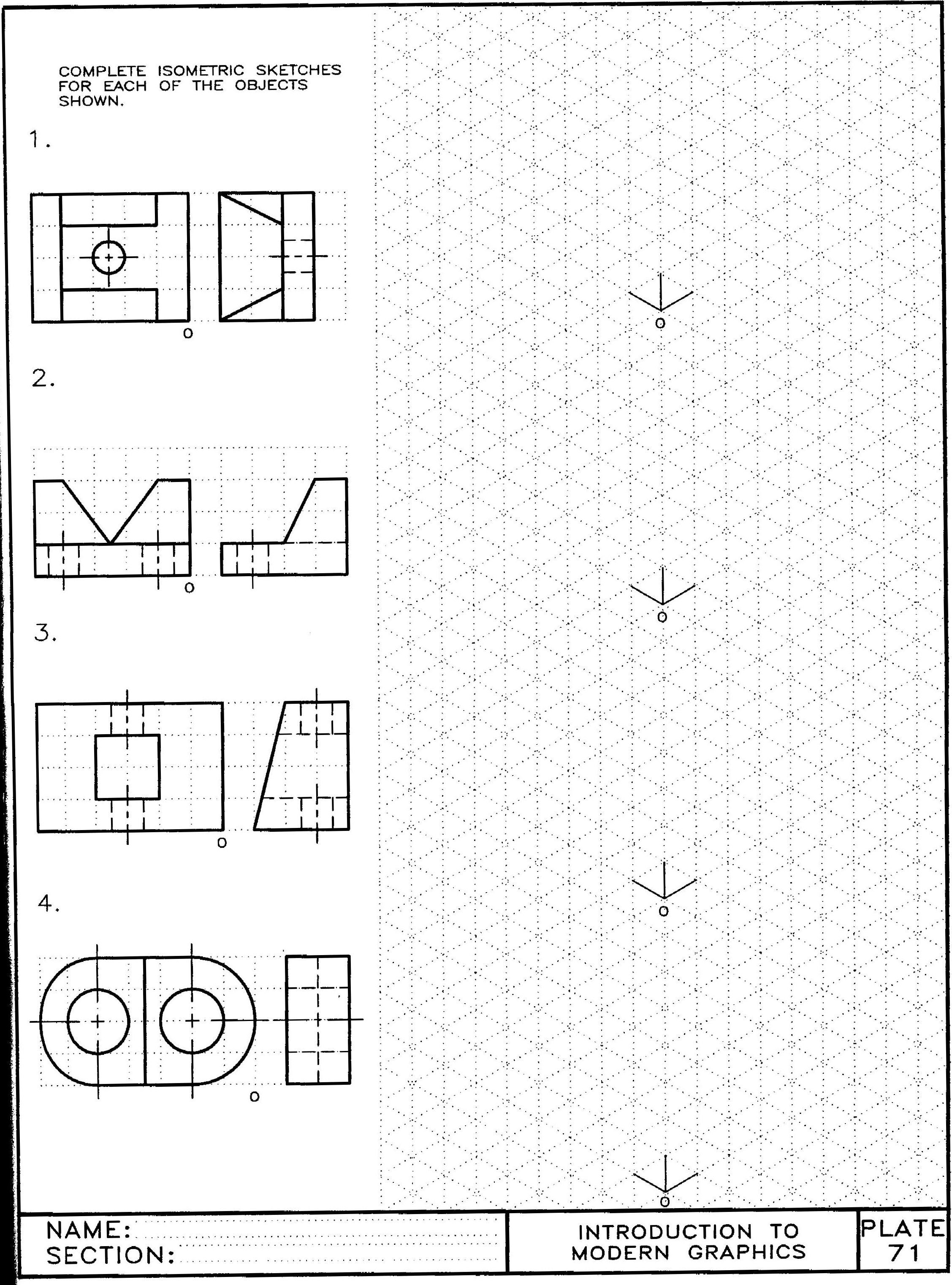 Construct The Isometric views of the four objects