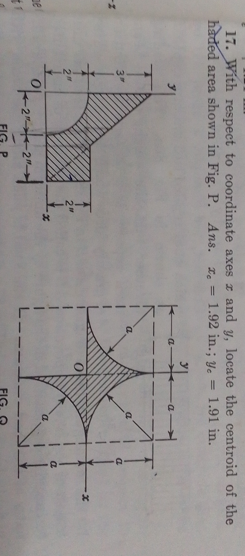 With respect to coordinate axes x and y , locate