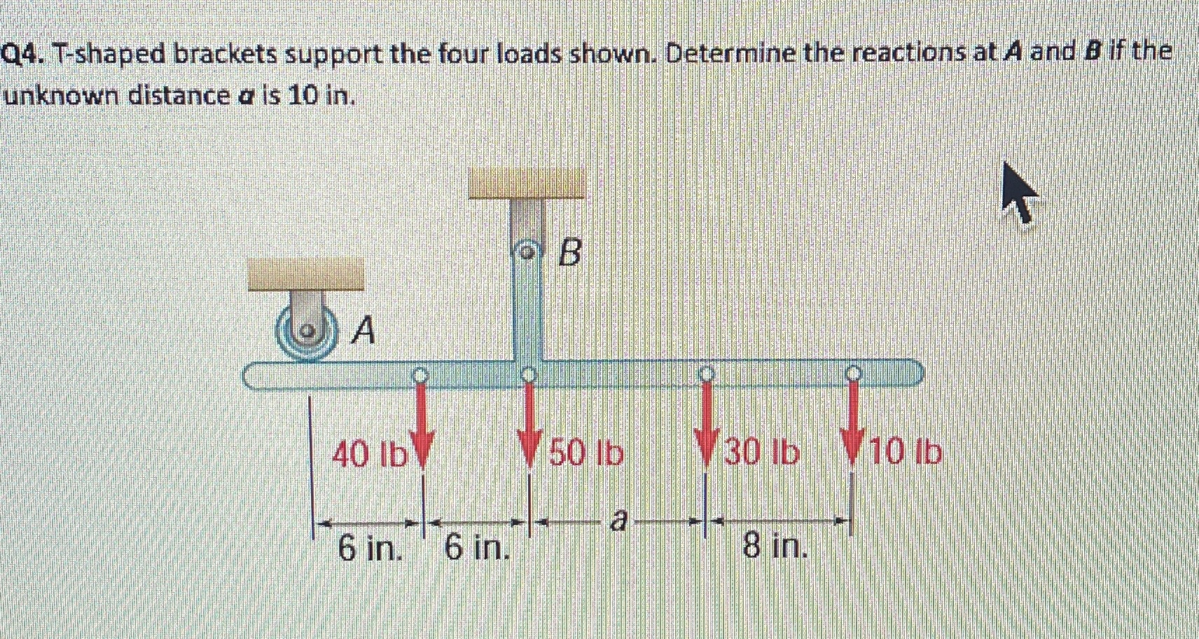 Q 4 . T - shaped brackets support the four loads