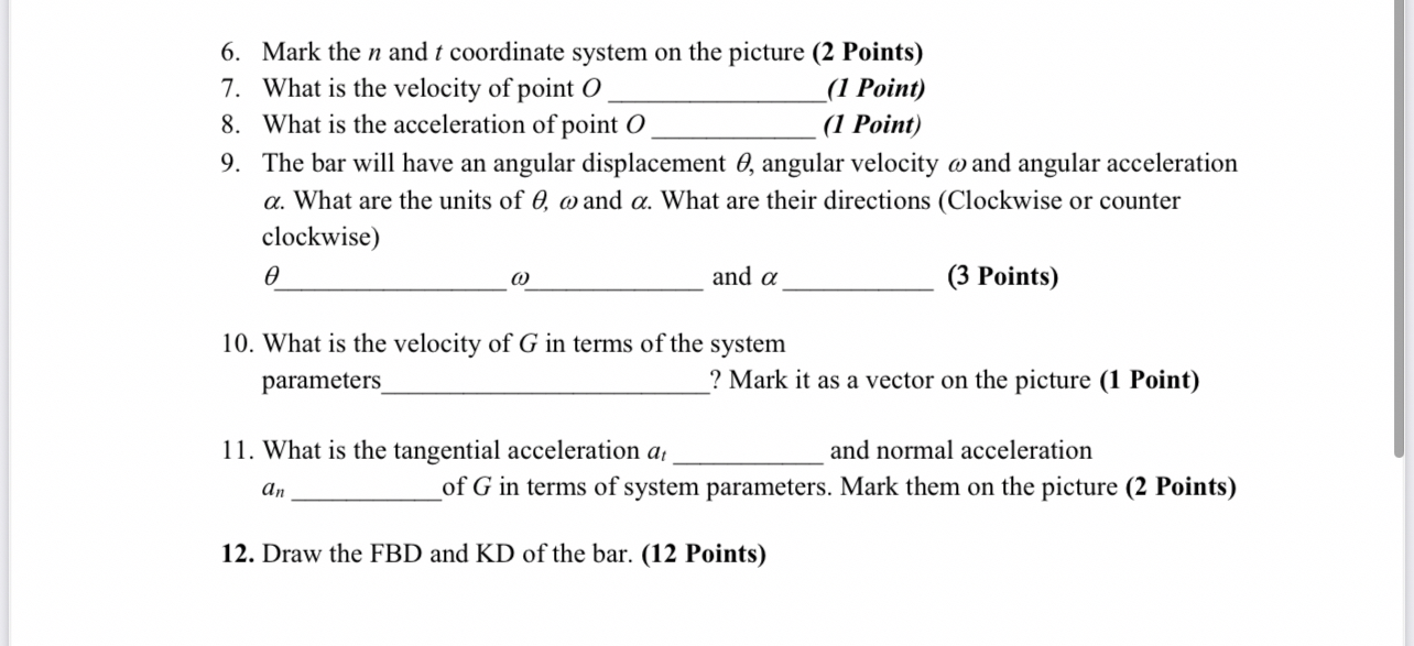 Mark the n and t coordinate system on the picture