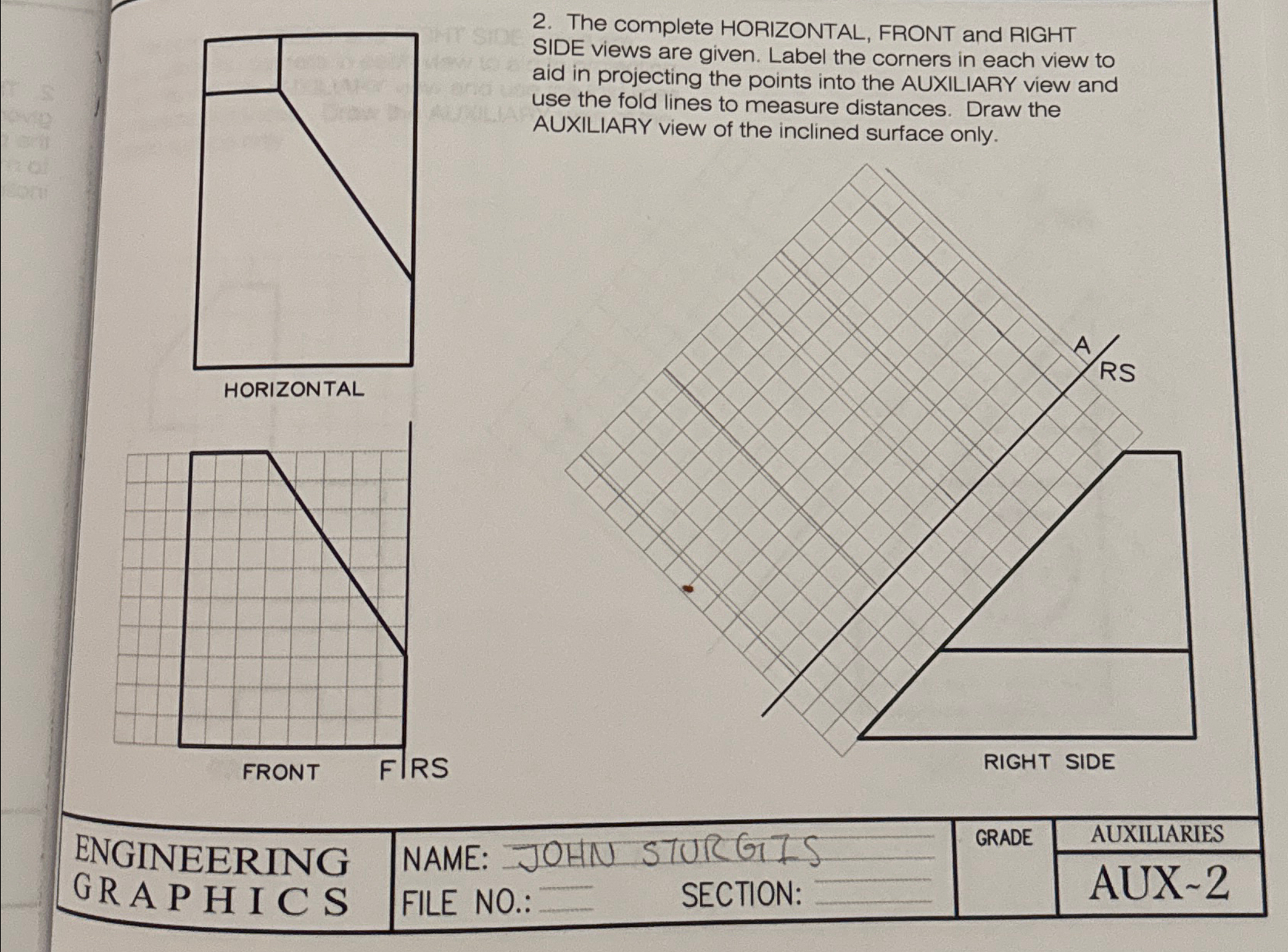 the complete horizontal, front, and right side