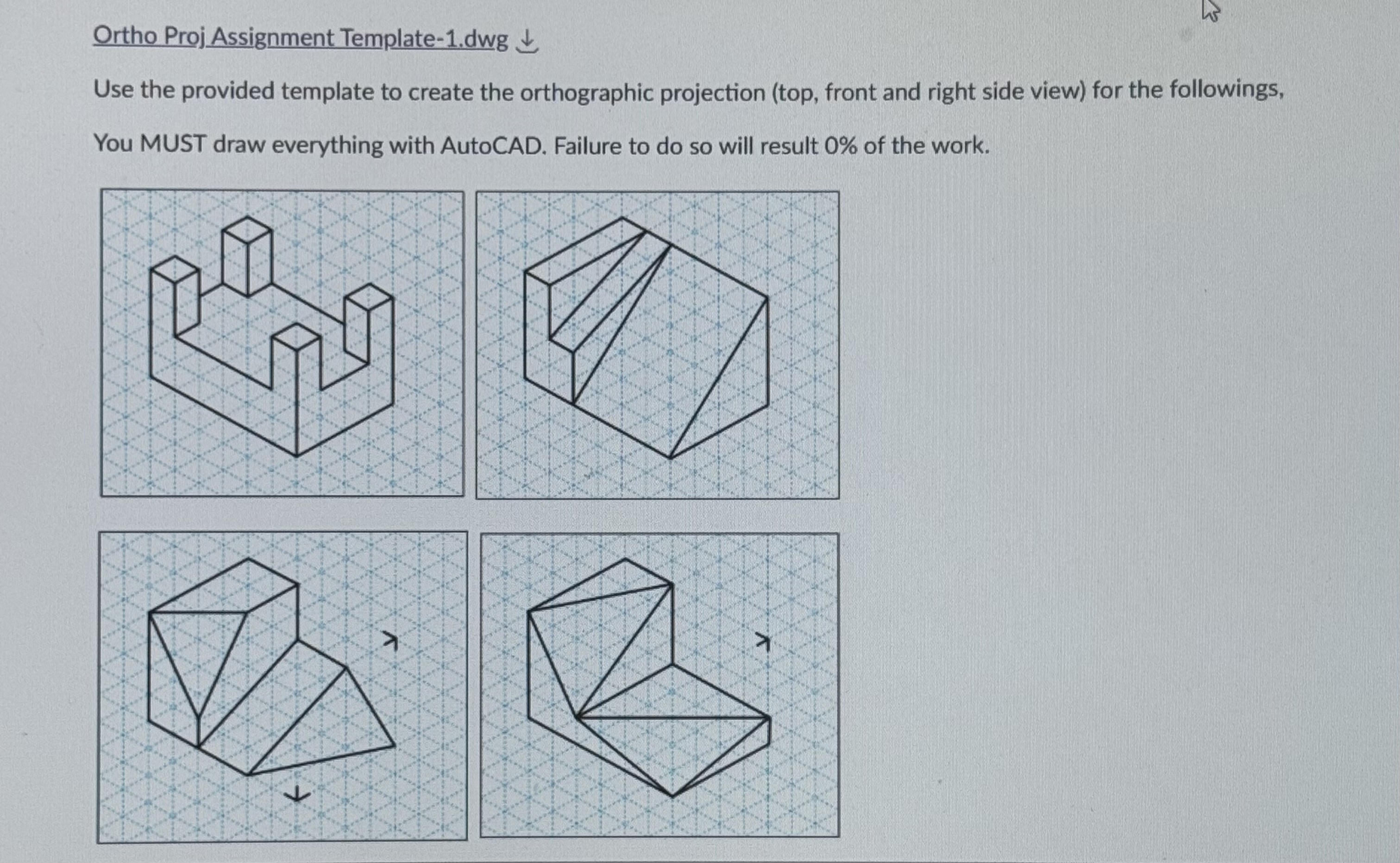 Ortho Proj Assignment Template - 1 . dwg darr Use