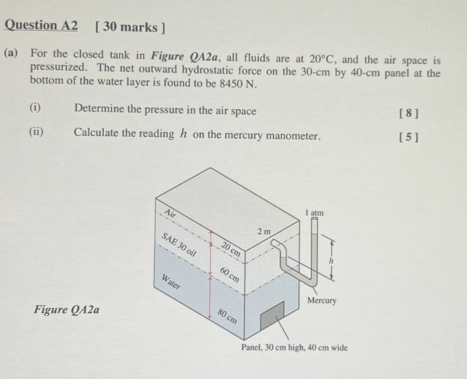 Question A 2 [ 3 0 marks ] ( a ) For the closed