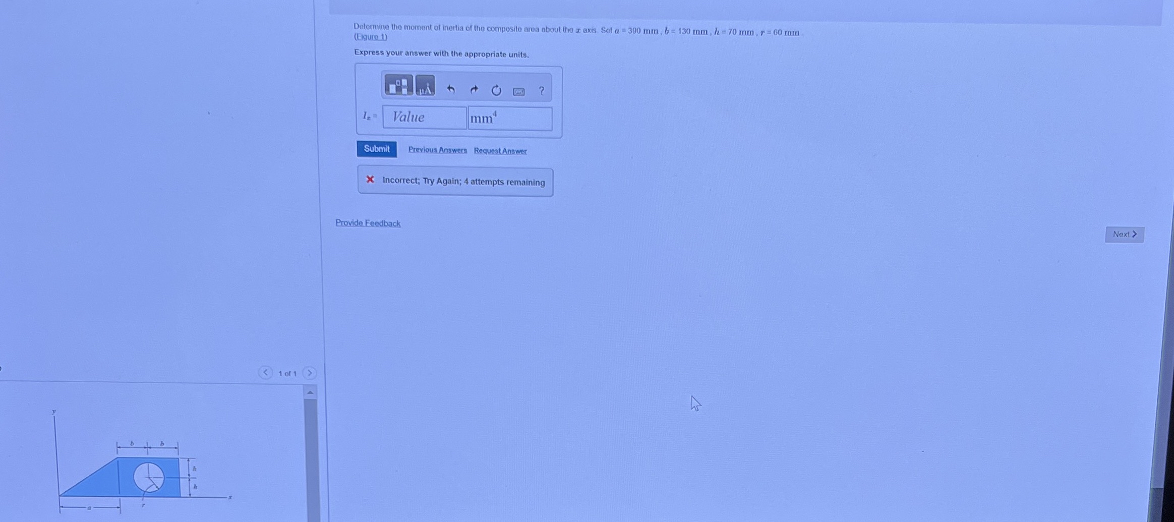 Determine the moment of inertia of the composito