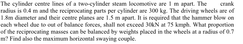 The cylinder centre lines of a two - cylinder