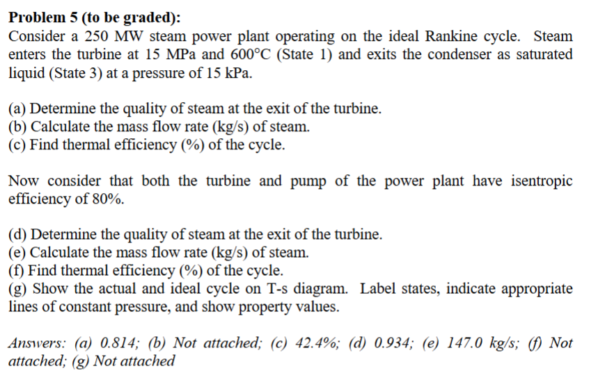 Problem 5 ( to be graded ) : Consider a 2 5 0 MW