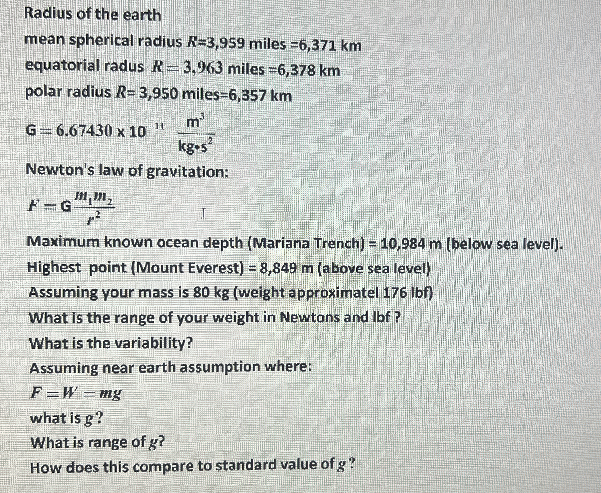 Radius of the earth mean spherical radius R = 3 ,