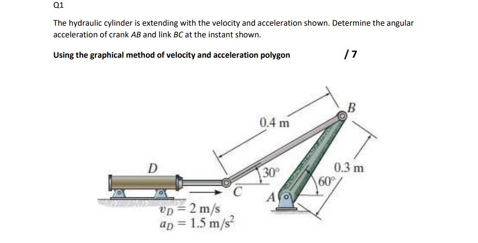 Q 1 The hydraulic cylinder is extending with the