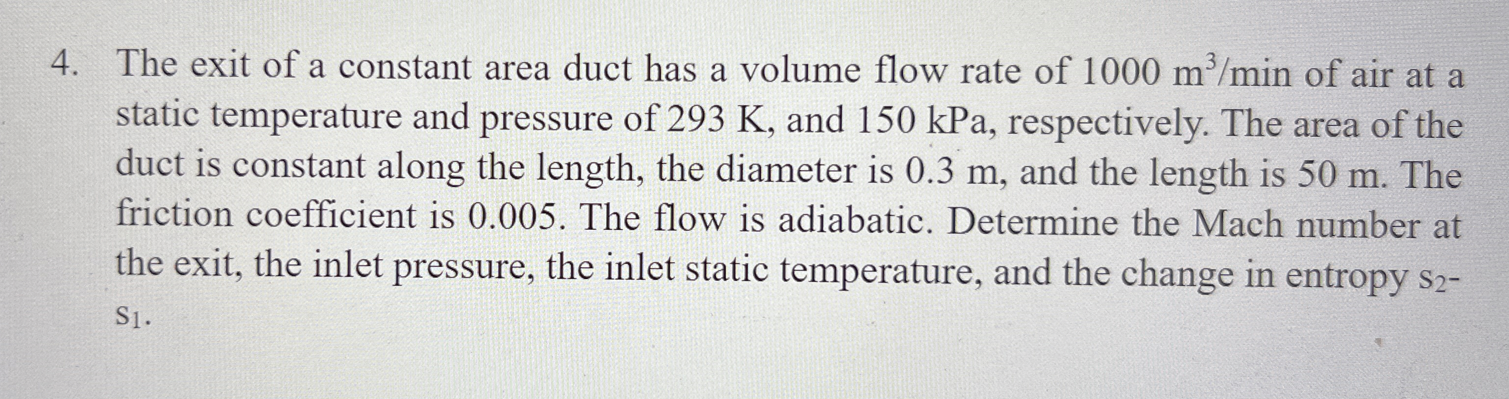 The exit of a constant area duct has a volume
