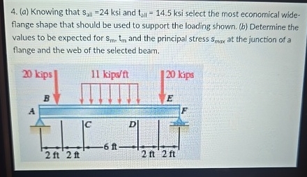 ( a ) Knowing that S a I I = 2 4 ksi and t a l l