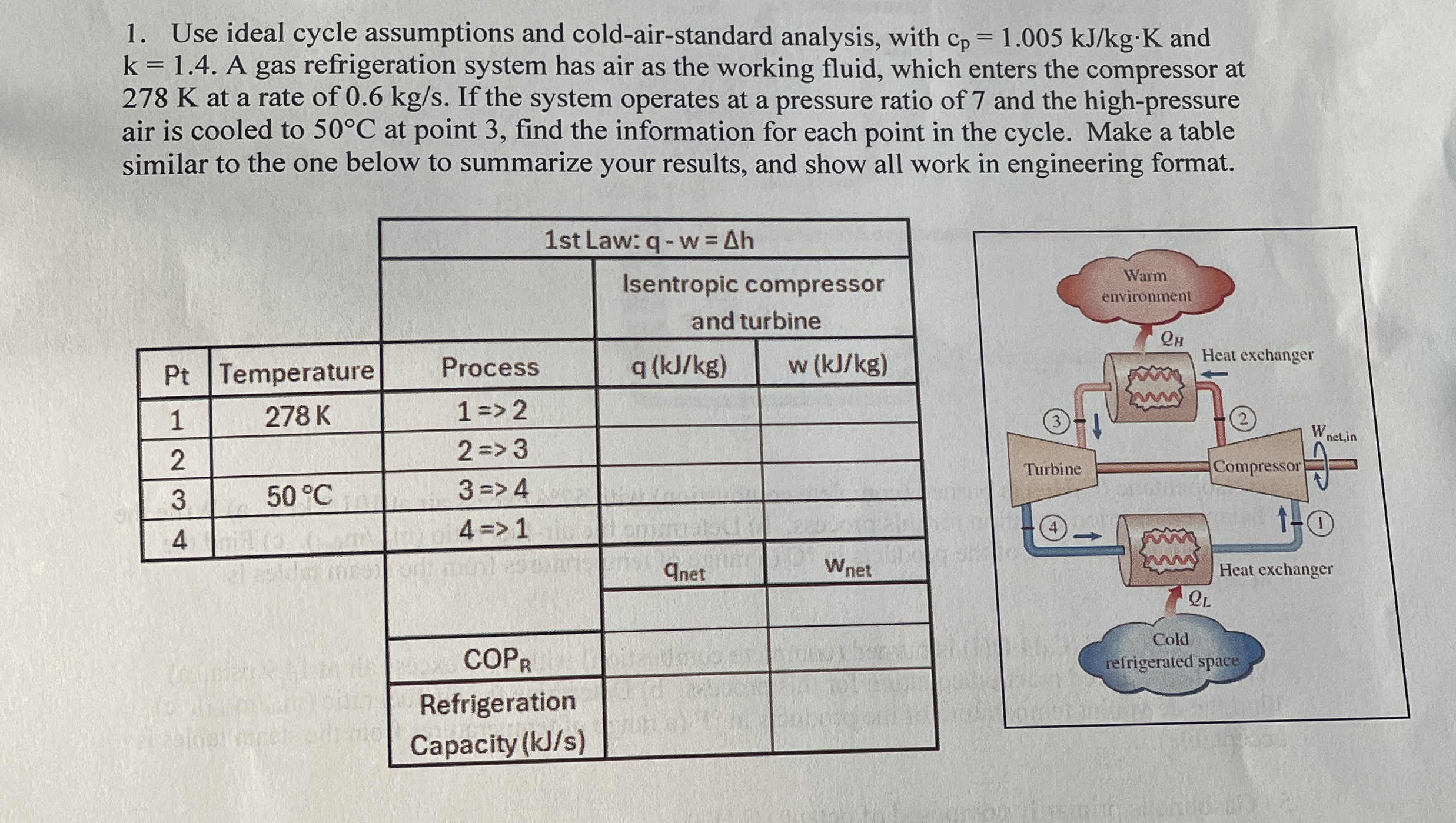 Use ideal cycle assumptions and cold - air -