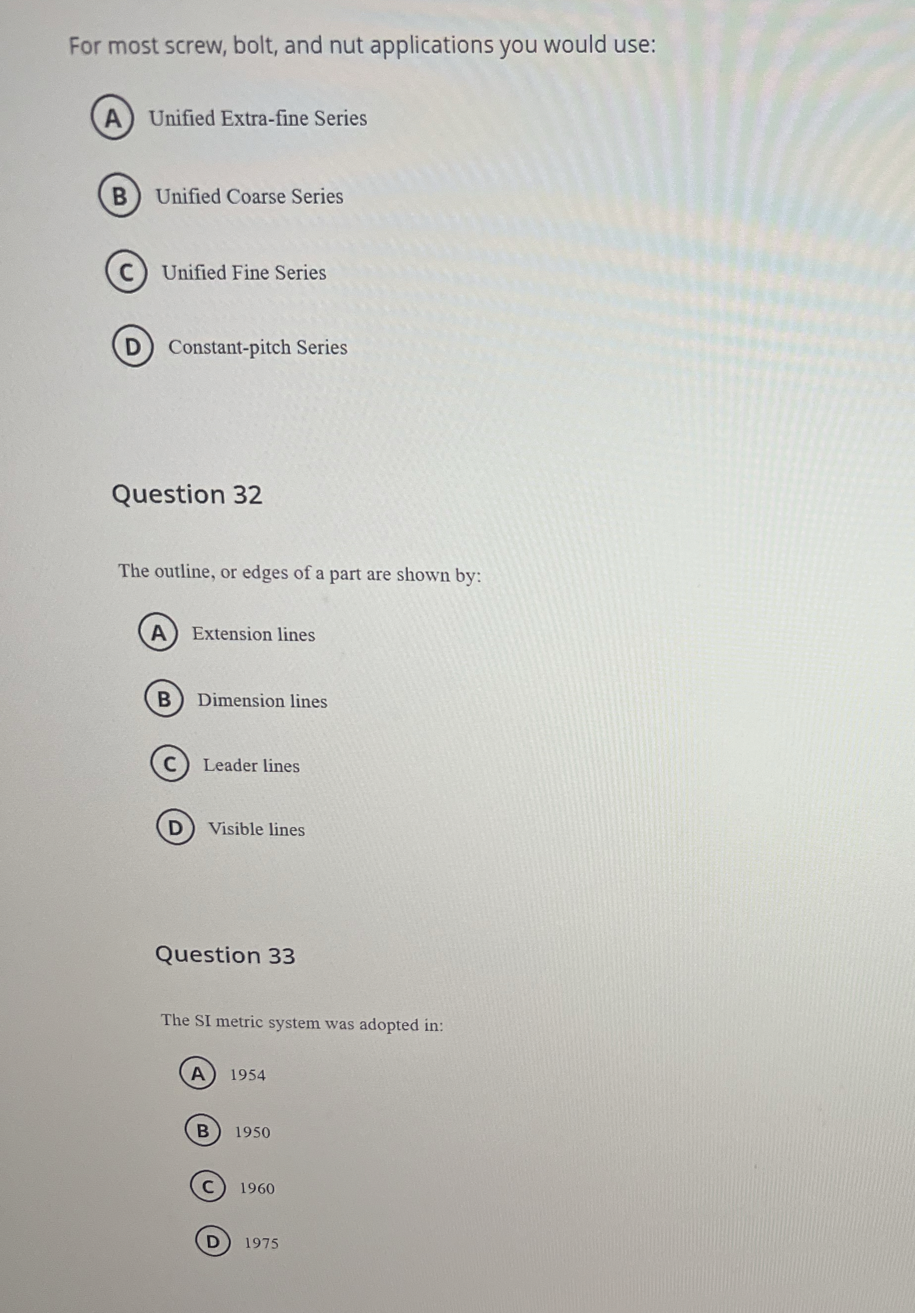 For most screw, bolt, and nut applications you