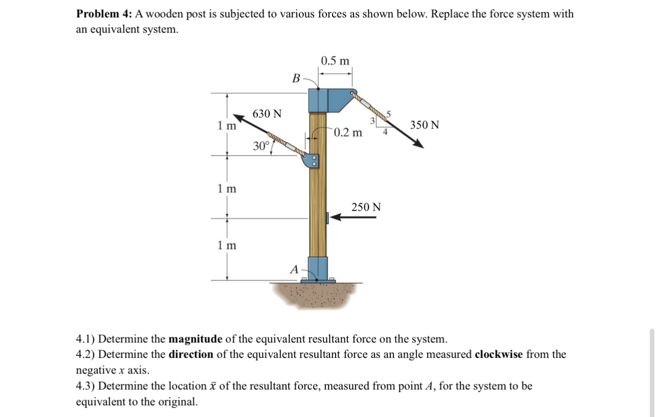 Problem 4 : A wooden post is subjected to various