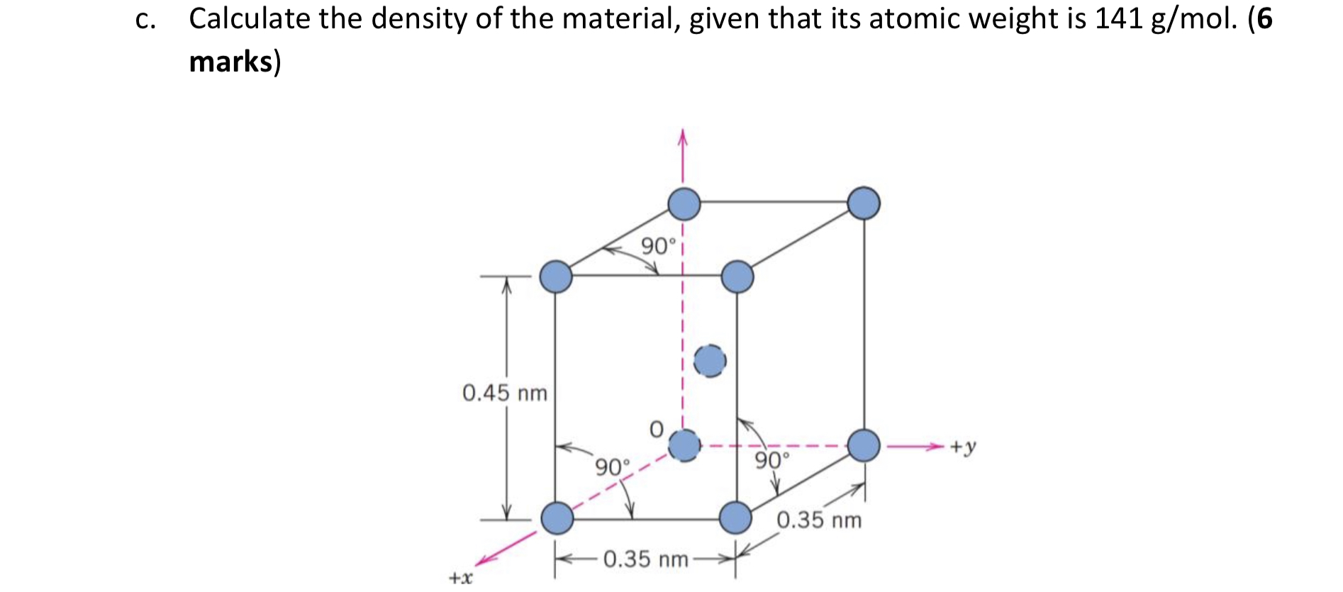 c . Calculate the density of the material, given