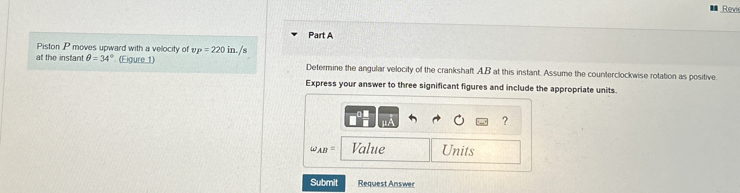 Revie Piston P moves upward with a velocity of v