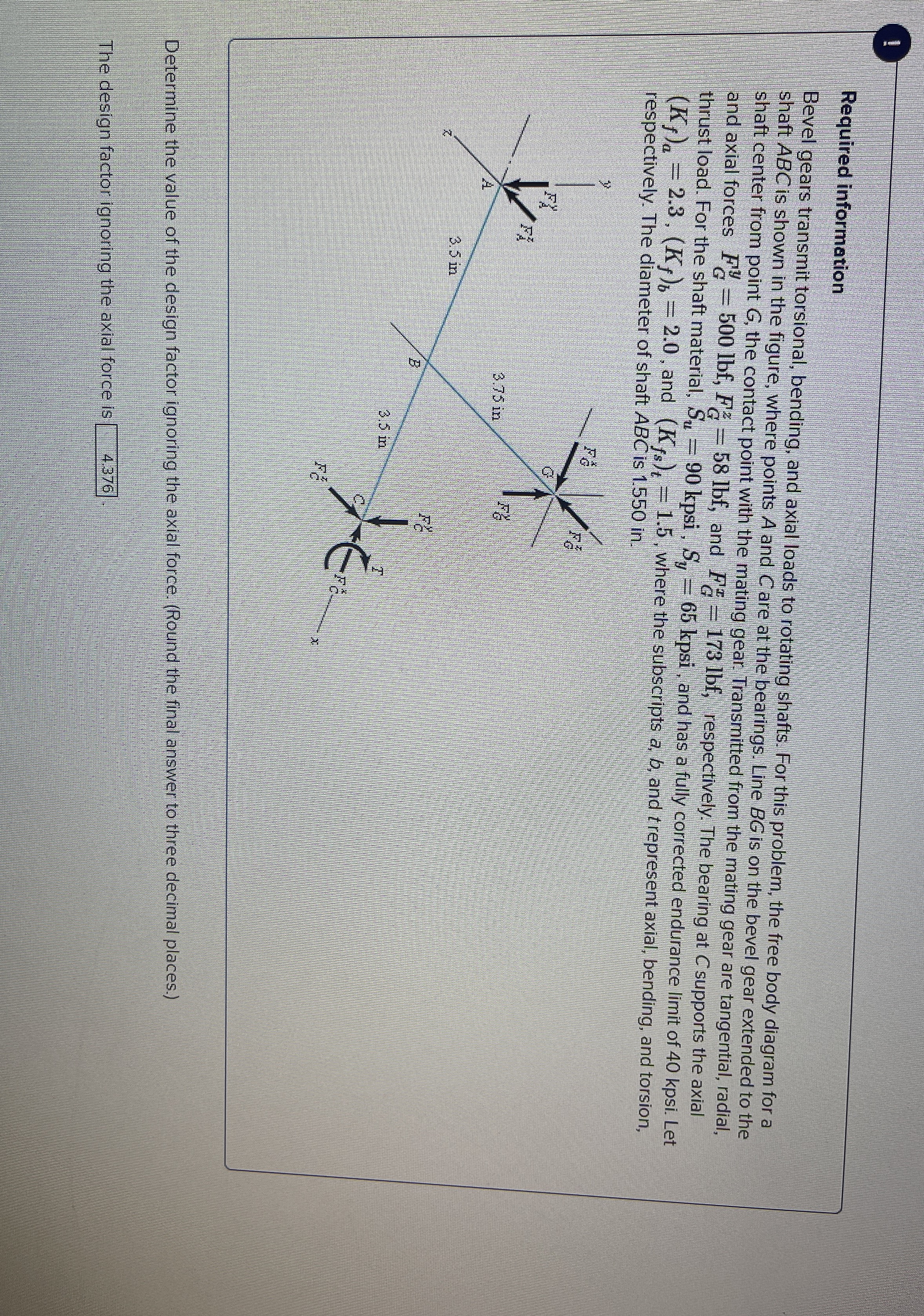 Please find the design factor ignoring thr axial