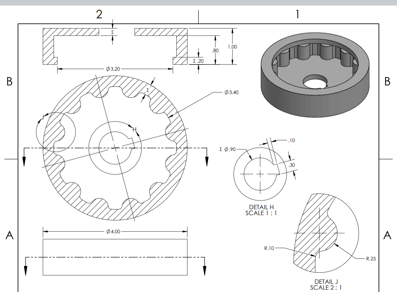 Instructions: 1 . Model the part given on the