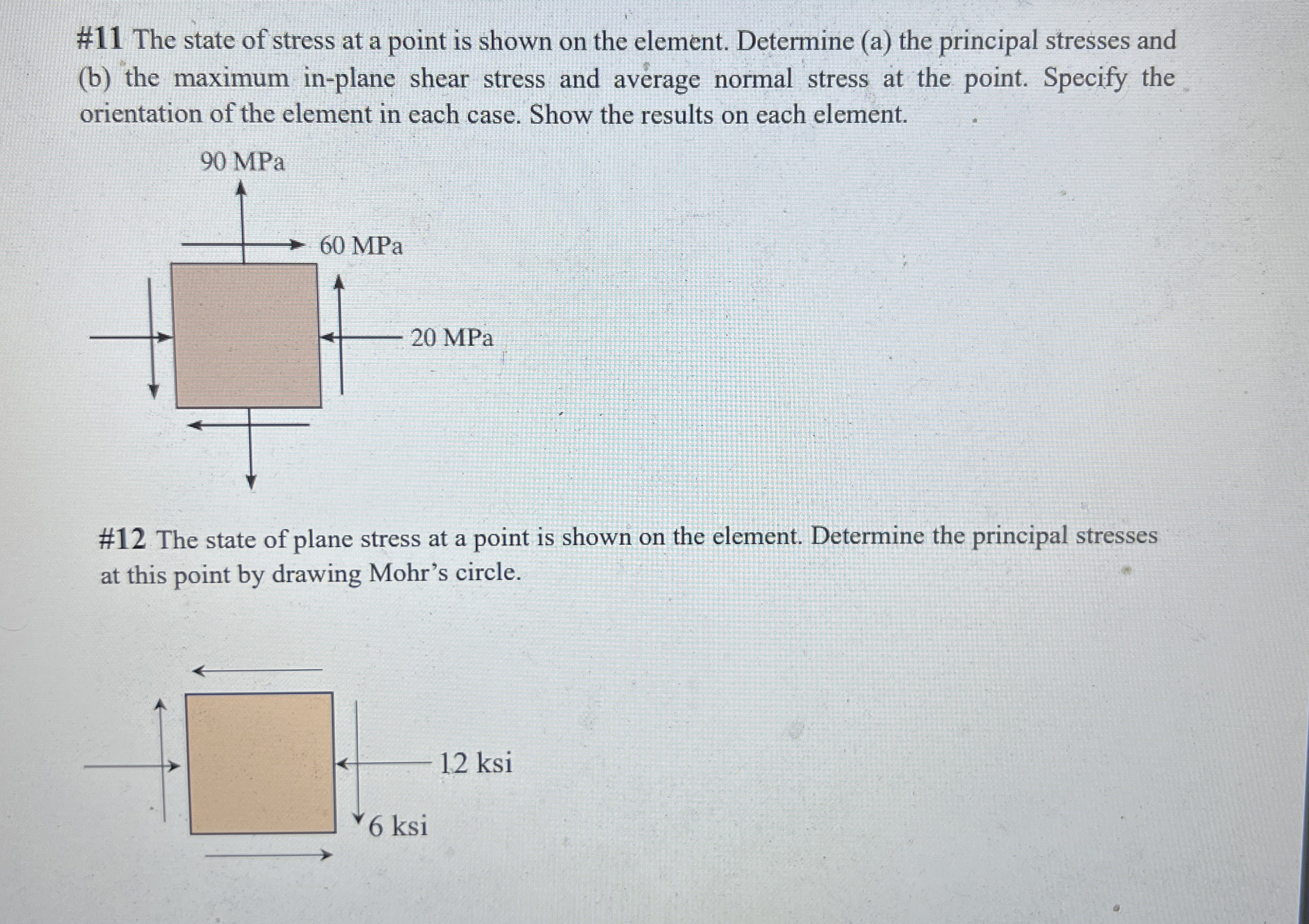 # 1 1 The state of stress at a point is shown on