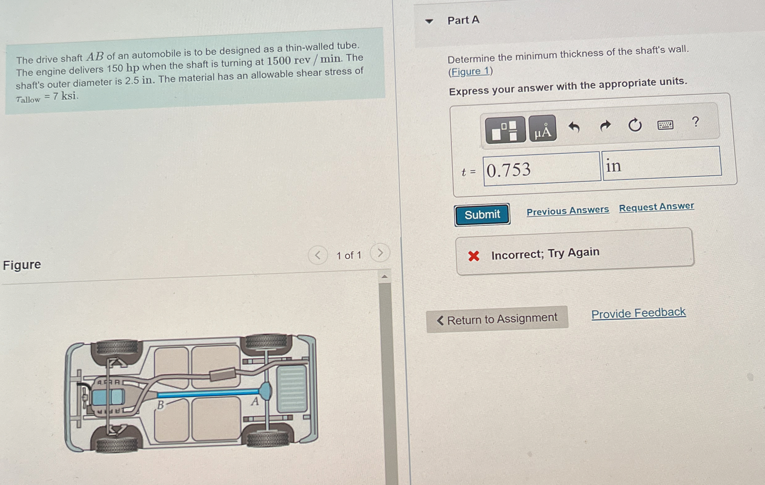 The drive shaft A B of an automobile is to be