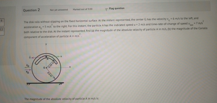 Question 2 Not yet answered Marked out of 9 . 0 0